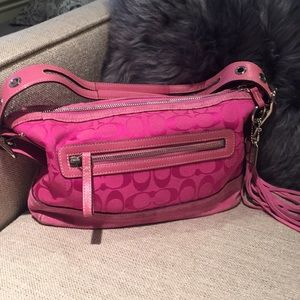 Coach CC signature print with suede pink bag
